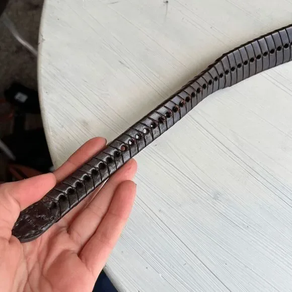 Vintage Brown Leather Braided Woven Belt UNISEX Silver-Plate Buckle, SZ 28 - Picture 8 of 9